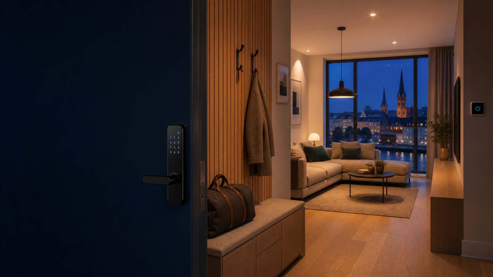Hochwertige skandinavische Ferienwohnung mit Smart Lock, bereit für die Gästeankunft